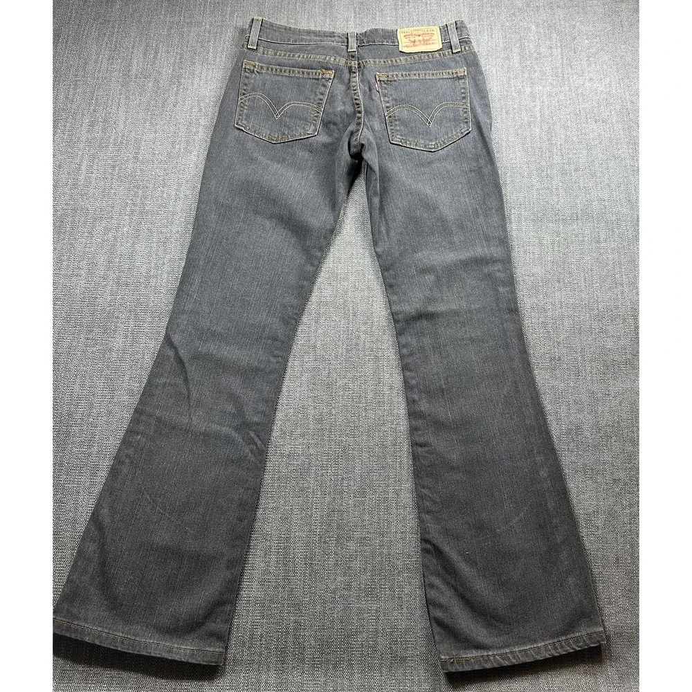 Levi's 318 Women Superlow Bootcut Gray Jeans Low Rise 5‎ J  S Stretch Y2K